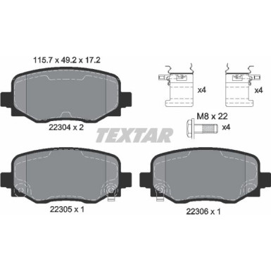 Textar | Bremsbelagsatz, Scheibenbremse | 2230401