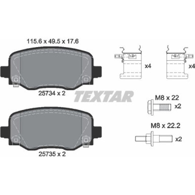 Textar | Bremsbelagsatz, Scheibenbremse | 2573401