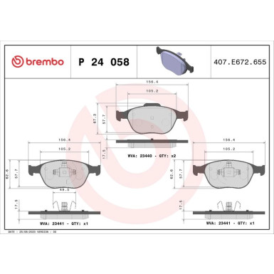 Brembo | Bremsbelagsatz, Scheibenbremse | P 24 058