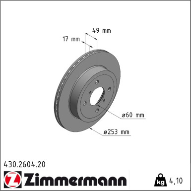 Zimmermann | Bremsscheibe | 430.2604.20