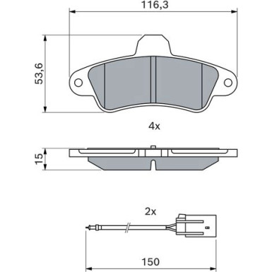 BOSCH | Bremsbelagsatz, Scheibenbremse | 0 986 460 991