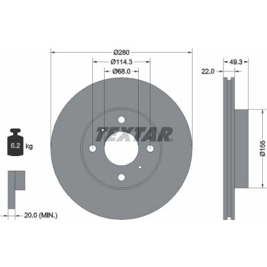 Textar | Bremsscheibe | 92109300