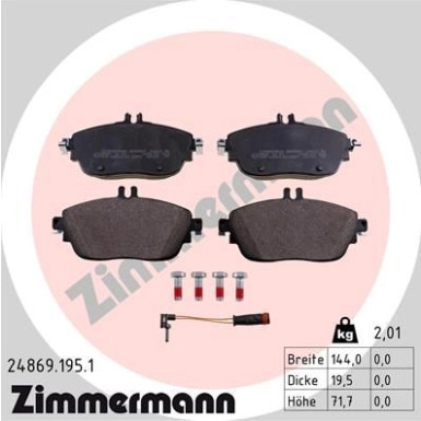 Zimmermann | Bremsbelagsatz, Scheibenbremse | 24869.195.1