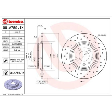 Brembo | Bremsscheibe | 08.A759.1X