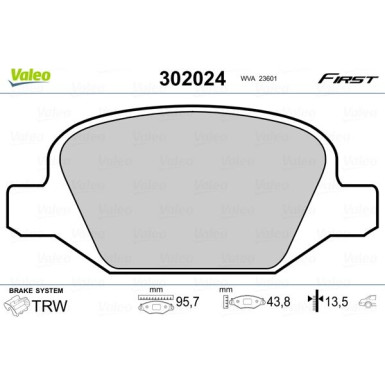 Valeo | Bremsbelagsatz, Scheibenbremse | 302024