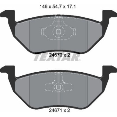 Textar | Bremsbelagsatz, Scheibenbremse | 2467001