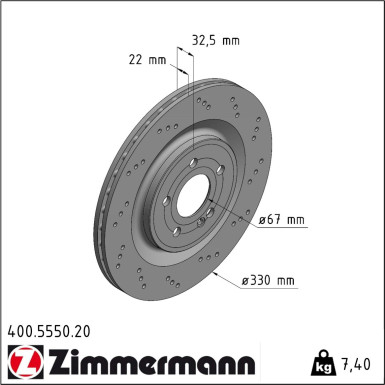 Zimmermann | Bremsscheibe | 400.5550.20