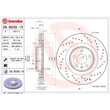 Brembo | Bremsscheibe | 09.B039.1X