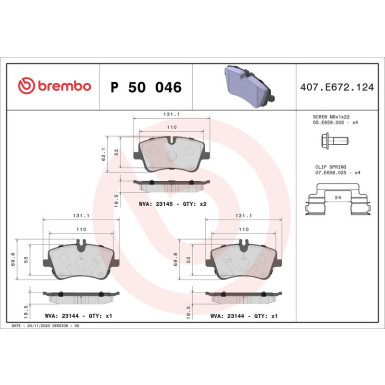 Brembo | Bremsbelagsatz, Scheibenbremse | P 50 046