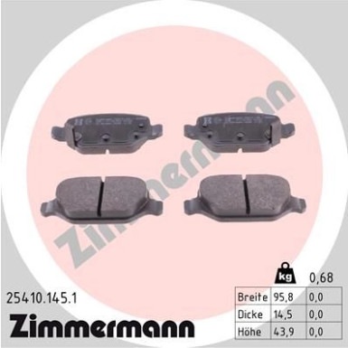 Zimmermann | Bremsbelagsatz, Scheibenbremse | 25410.145.1