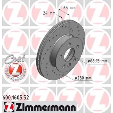 Zimmermann | Bremsscheibe | 600.1605.52