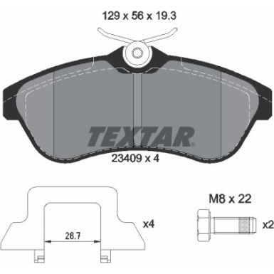 Textar | Bremsbelagsatz, Scheibenbremse | 2340902