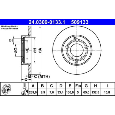 ATE | Bremsscheibe | 24.0309-0133.1