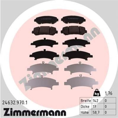 Zimmermann | Bremsbelagsatz, Scheibenbremse | 24632.970.1