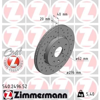 Zimmermann | Bremsscheibe | 540.2496.52