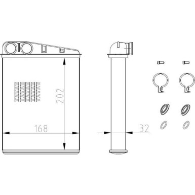 NRF | Wärmetauscher, Innenraumheizung | ohne Rohr | 54410