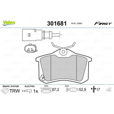 Valeo | Bremsbelagsatz, Scheibenbremse | 301681