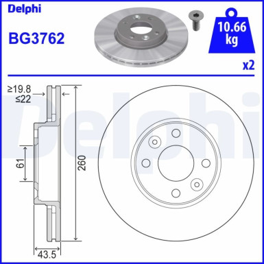 Delphi | Bremsscheibe | BG3762