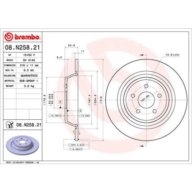 Brembo | Bremsscheibe | 08.N258.21