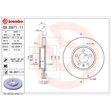 Brembo | Bremsscheibe | 09.D571.11