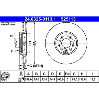 ATE | Bremsscheibe | 24.0325-0113.1