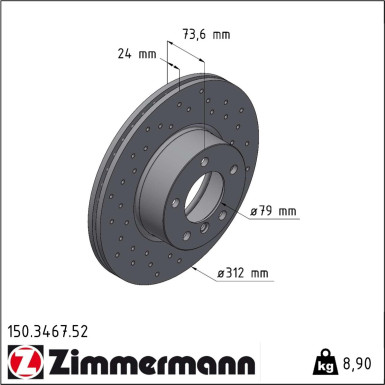 Zimmermann | Bremsscheibe | 150.3467.52