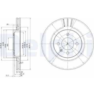 Delphi | Bremsscheibe | BG2712