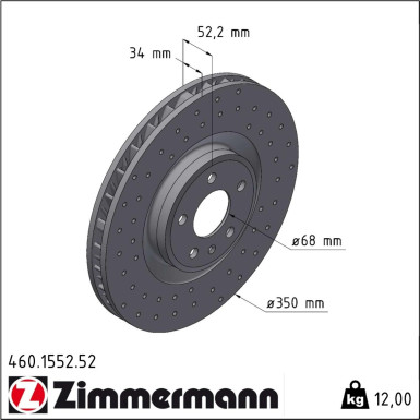 ZIMMERMANN 460.1552.52 Bremsscheibe VORNE LINKS Ø 350mm