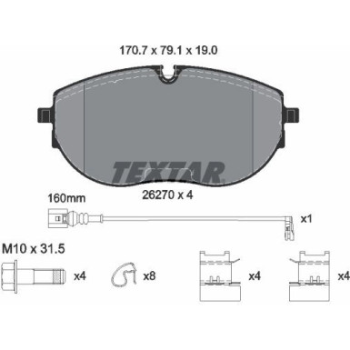 Textar | Bremsbelagsatz, Scheibenbremse | 2627001