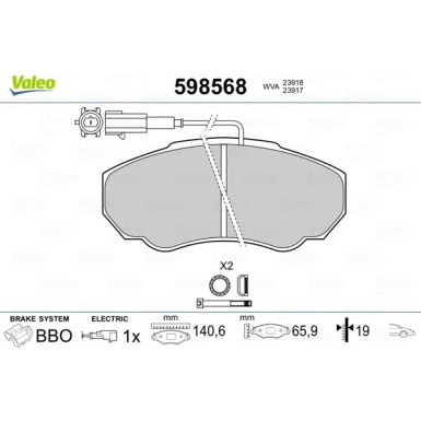 Valeo | Bremsbelagsatz, Scheibenbremse | 598568