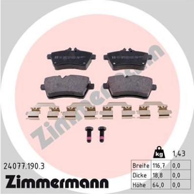 Zimmermann | Bremsbelagsatz, Scheibenbremse | 24077.190.3