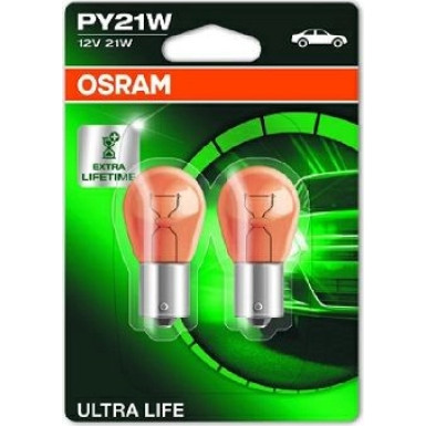 Osram | Glühlampe, Blinkleuchte | Ultra Life PY21W Doppelblister | 7507ULT-02B