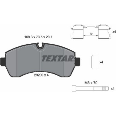 Textar | Bremsbelagsatz, Scheibenbremse | 2920002