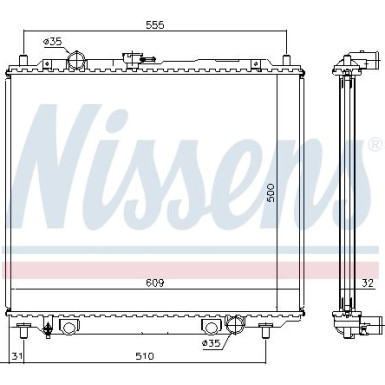 Nissens | Kühler, Motorkühlung | 62801