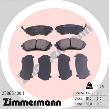 Zimmermann | Bremsbelagsatz, Scheibenbremse | 23865.180.1