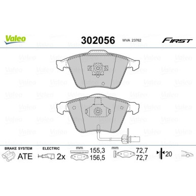 Valeo | Bremsbelagsatz, Scheibenbremse | 302056