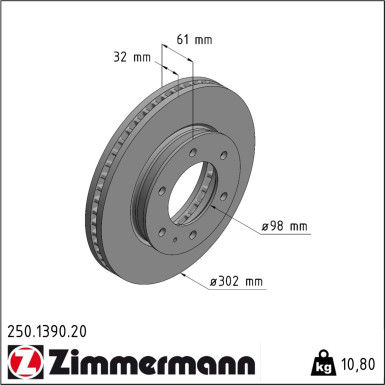 Zimmermann | Bremsscheibe | 250.1390.20