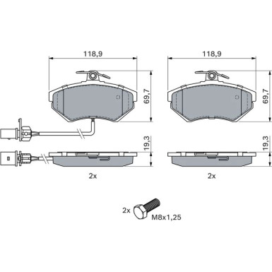 BOSCH | Bremsbelagsatz, Scheibenbremse | 0 986 494 042