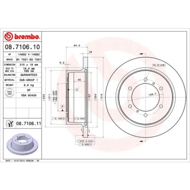 Brembo | Bremsscheibe | 08.7106.11