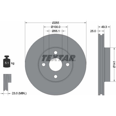 Textar | Bremsscheibe | 92125803