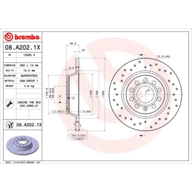 Brembo | Bremsscheibe | 08.A202.1X