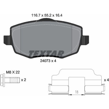 Textar | Bremsbelagsatz, Scheibenbremse | 2407302