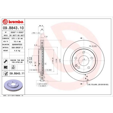 Brembo | Bremsscheibe | 09.B843.11