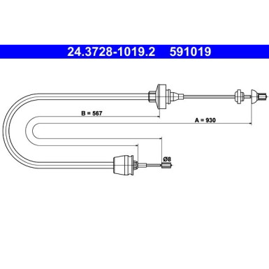 ATE | Seilzug, Kupplungsbetätigung | 24.3728-1019.2