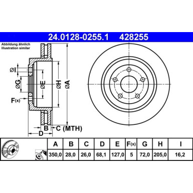 ATE | Bremsscheibe | 24.0128-0255.1