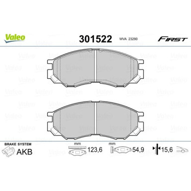 Valeo | Bremsbelagsatz, Scheibenbremse | 301522