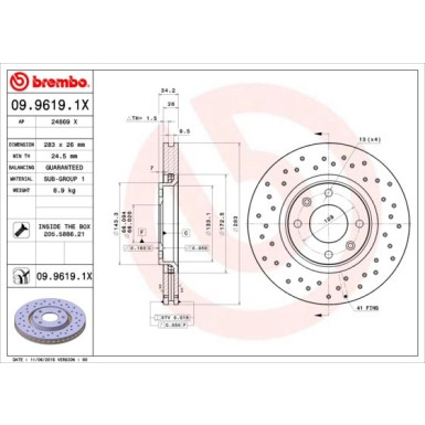 Brembo | Bremsscheibe | 09.9619.1X