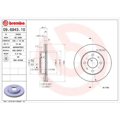 Brembo | Bremsscheibe | 09.6943.10