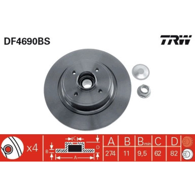 TRW | Bremsscheibe | DF4690BS