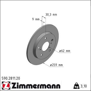 Zimmermann | Bremsscheibe | 590.2811.20